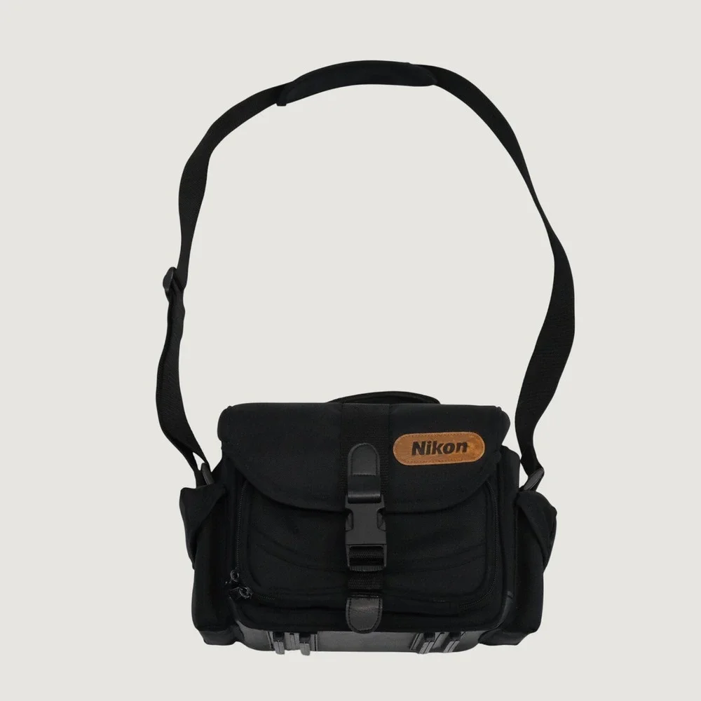 Vintage Nikon Camera Bag Black Padded Utility Gorpcore OS Shoulder Bag
